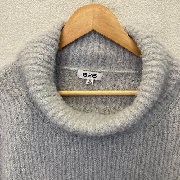 525 Slouchy Cropped Turtleneck Sweater Womens XL Gray Knit Fuzzy Oversized Beach - Picture 6 of 12